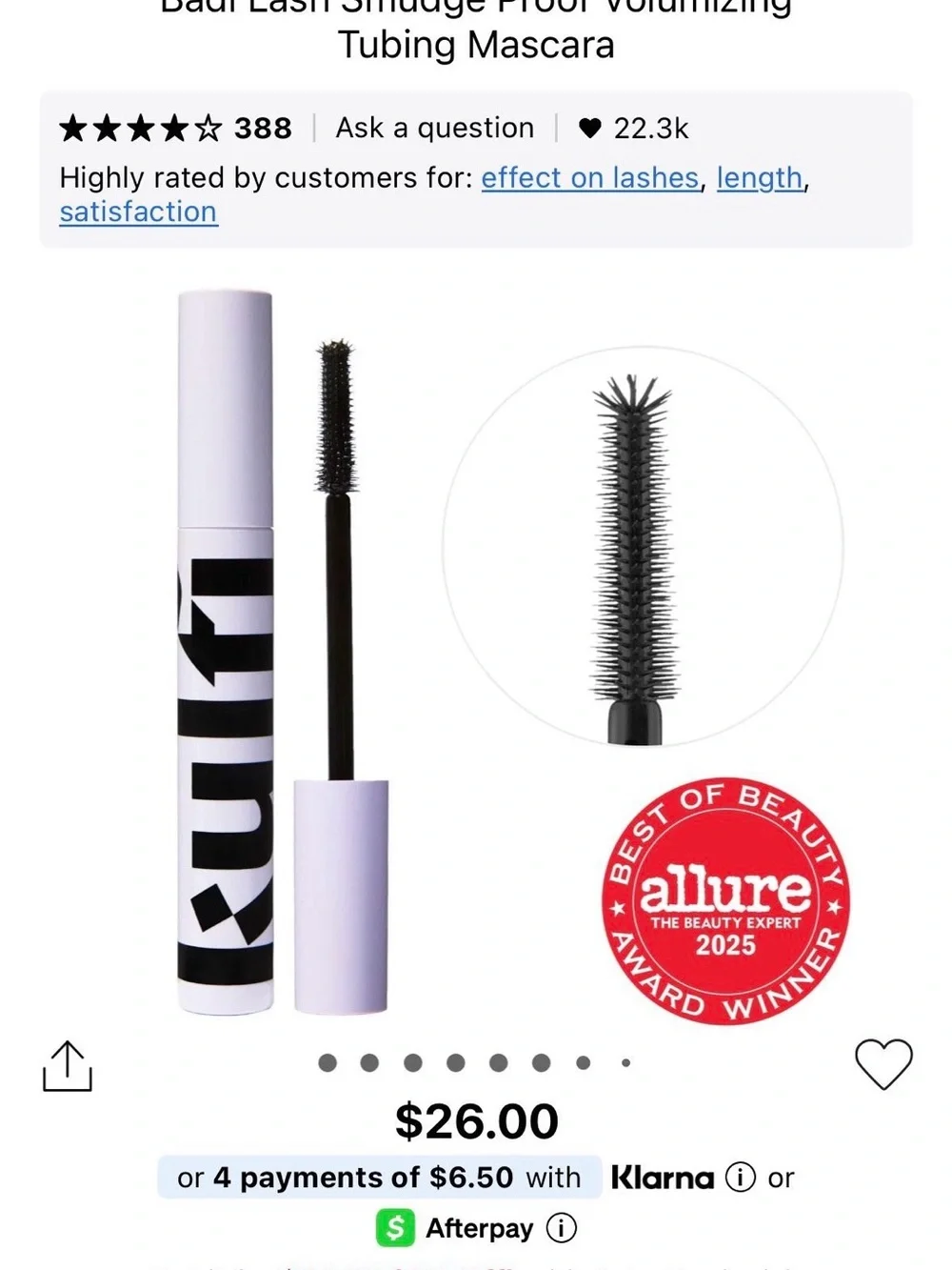 KULFI Badi Lash Smudge Proof Volumizing Tubing Mascara - Full Size color black